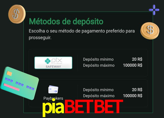 O cassino piabetbet oferece uma grande variedade de métodos de pagamento